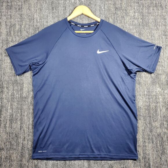 Nike Swim Dri-Fit Shirt UPF 40+ Men's Large (NESSA586-440)  Navy Blue - Picture 1 of 9